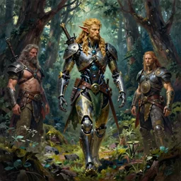 a bio mechanical druid walking through a forest. fantasy concept art. moody epic painting by james gurney, greg rutkowski, giger, maxim verehin and alphonso mucha. artstationhq. painting with vivid color. ( dragon age, witcher 3, lotr )