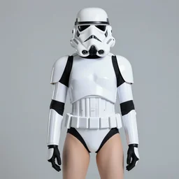 a full figure portrait of a beautiful female stormtrooper, inviting pose, swimsuit issue style, hyperrealistic, hdr, 8 k, octane render, volumetric lighting, tatooine sunset, bokeh, hyperrealistic