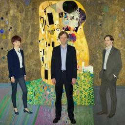 portrait of man outside office building, bright ground, cynical realism, painterly, yoshitaka amano, miles johnston, moebius, beautiful lighting, miles johnston, klimt, tendrils, in the style of, louise zhang, victor charreton, james jean, two figures