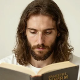Jesus reading the Bible Detailed Face
