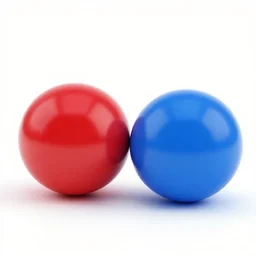 red ball on the left, blue ball on the right