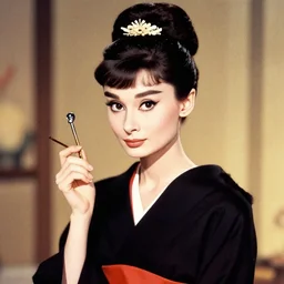 audrey hepburn as maiko in ukiyo - e art, by shimura tatsumi, ultra detailed, 4 k, photo real