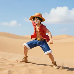 a luffy in sand dunes, photography