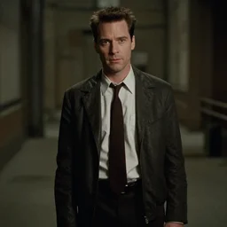 t - posing patrick bateman in the american psycho, cinematic still