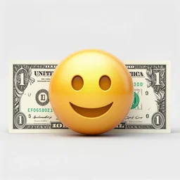one dollar bill with an emoji face, photograph