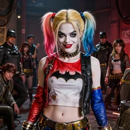 highly detailed mid shot portrait of a beautiful harley quinn, in batman : arkham asylum, stephen bliss, 8 k, unreal engine, fantasy art by greg rutkowski, loish, rhads, ferdinand knab, makoto shinkai and lois van baarle, ilya kuvshinov, rossdraws, tom bagshaw, global illumination, radiant light, detailed and intricate environment