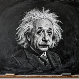a Chalkboard drawing of Albert Einstein