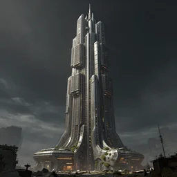 a detailed sci - fi render of a dystopian mediaset tower, neo milano 3 by h. r. giger, trending on cgsociety, space art, lovecraftian sci - fi, 4 k