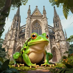frog, king of the jungle, ruler over all, gothic cathedral - g