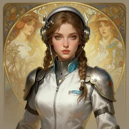A full portrait of a beautiful post apocalyptic offworld medic, intricate, elegant, highly detailed, digital painting, artstation, concept art, smooth, sharp focus, illustration, art by Krenz Cushart and Artem Demura and alphonse mucha