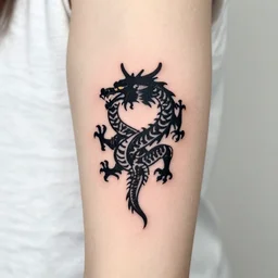 A dragon tattoo, minimalistic, simplistic,