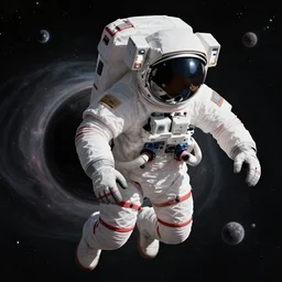 astronaut in space by black hole by yongsung kim, sharp focus, intricate, elegant, digital painting, artstation, matte, highly detailed, concept art, illustration, volumetric lighting