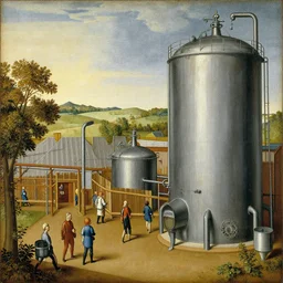 wimmelbilder of a brewery, painting by Hieronymus Bosch