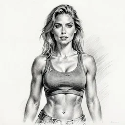 a sketch of a muscled Christina Hendricks as a ruggedly handsome heroine, pencil drawing, pencil, drawing, intricate, elegant, highly detailed, centered, smooth, sharp focus, sketch by artgerm and donato giancola and Joseph Christian Leyendecker, Ross Tran, WLOP