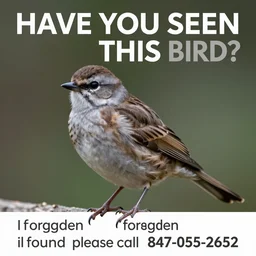 HAVE YOU SEEN THIS BIRD? forgotten bird, if found, please call 847-055-2652