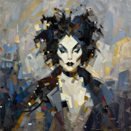 a abstract oil painting of cruella deville