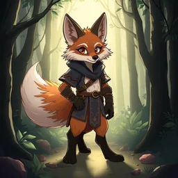 a medieval anthropomorphic fox furry fursona with a fluffy tail in a forest, backlighting, trending on artstation, cartoon, trending on furaffinity, furry art, by kawacy