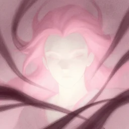 textured pale white face against pink and dark flowing ribbons, sketch illustration, soft glow, dappled light, disney concept art, backlit, indie studio, fantasy, rim lighting, pastel shades, powerful, emotional, powerful, epic composition, noise, texture, rule of thirds,