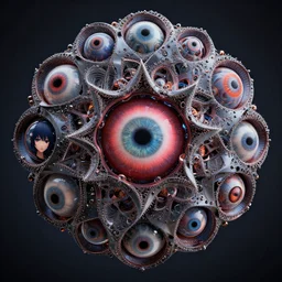 a beautiful fractal mandelbulb god with multiple eyes by alex gray, android jones, karol bak, ayami kojima, artgerm, concept art, sharp angles, robot, 3 d, octane render, 8 k, unreal engine