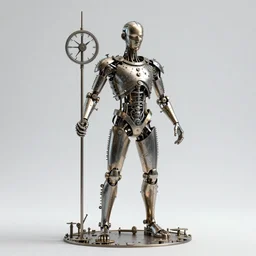 the god of time, the concept of time as a person, metallic humanoid creation made out of clock hands