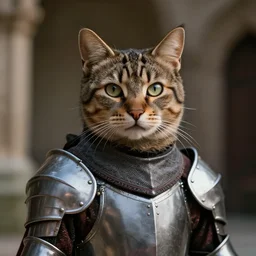 a cat as a knight templar, beautiful portrait photo, cinematic, very sharp and detailed, 4k hdr, beautiful background