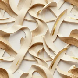 a seamless pattern of photorealistic elaborate and detailed surreal ribbons by frank gehry, smooth pattern, woodgrain and gold accents, 3 d kitbash full details, realistic gold, artstation, futuristic patterns, aerial view, macro shot, closeup detail, right angles, perfectly symmetric, octane render in maya and houdini, vray, ultra high detail ultra realism, unreal engine