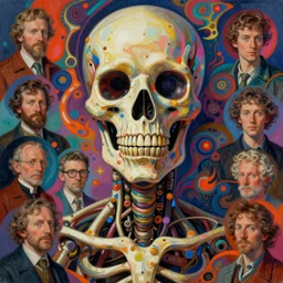 a psychedelic portrait of omin dran biomechanical skeletal, vibrant color scheme, highly detailed, in the style of romanticism, cinematic, artstation, moebius, greg rutkowski futurism, no blur, 4 k resolution, sharp ages, ultra detailed, style of john berkey, norman rockwell, hans thoma, ivan shishkin, tyler edlin, thomas kinkad
