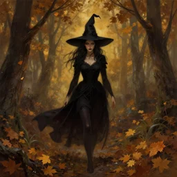 dark autumn witch by greg rutkowski