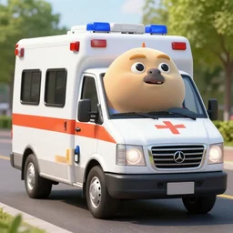 big chungus meme, anthropomorphic ambulance shaped like big chungus, high resolution photo