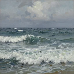 a hyperrealistic painting of a rough seascape