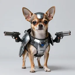 chihuahua with modern armor and guns