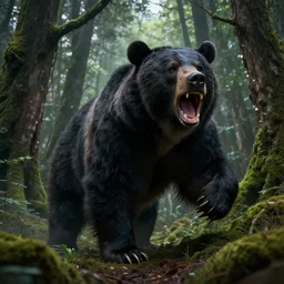 epic professional digital art of raging Black Bear OrcDruid in mossy tree forest, Epic Lycanthropic Assimilation by Anato Finnstark, best on artstation, cgsociety, wlop, cosmic, epic, stunning, gorgeous, much detail, much wow, masterpiece