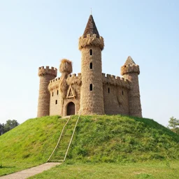 a castle on a hill made out of mops
