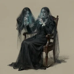 concept art, victorian ghost in a chair