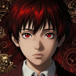 close up portrait of a kid, hyper detailed, red highlights, masterpiece, ornate dark, junji ito, katsuhiro otomo, shintaro kago, cgsociety