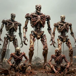 movie still of flayed god machines, each battle rotten fossils, intricately macerated by age, sentient, dethroned goliath machine, blood turbines, hydrocracking battles, rusted, macerated, eviscerated by fimbria wires, bicornate fungal pit, trash patina sheen rotting, by alberto bontempi, alex ross, shigeru kom