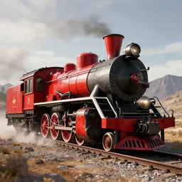 futuristic sleek steam locomotive in red dead redemption 2