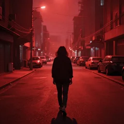 loneliness and fear in a red future street effect approximate reverberation limbo abstract dark highly detailed attestation