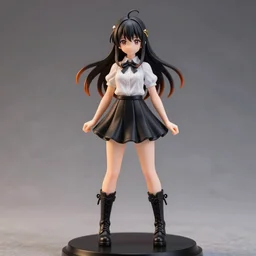 80mm, resin anime figure detailed of a school girl with black skirt, white blouse and gothic boots