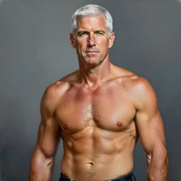 a painting of a shirtless, muscular, sexy, handsome mike pence.