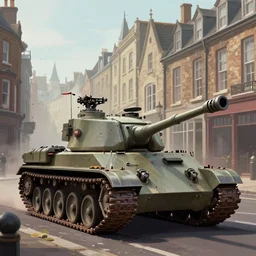 a modern tank on a victorian street, digital art in the style of sparth