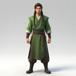 highly detailed full body portrait of an earthbender king, long braids, stubbles, green clothes, in the style of the last airbender, concept art, character design, cinematic lightning, bright colors, intricate, masterpiece, photorealistic, hiperrealistic, sharp focus, high contrast, artstation hq, deviantart trending, 8 k uhd, unreal engine 5, unity engine, post production