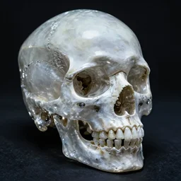 dream warrior, crystal skull, mysterious photo realism, style of javier manzano, flash photo
