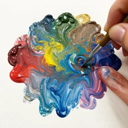 colored paint artistically mixed together