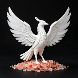 white phoenix orange pink salt crystals sharp detail simple background sharp contrast feathers graphic design fai khadra gaika hard mashup egypt ibis head elegant highly detailed thot god style