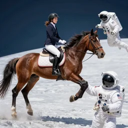 a ( ( horse riding ) ) on back of an astronaut