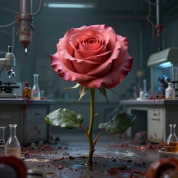 anthropomorphic rose in a toxic waste lab, naturel, hyper detailed, digital art, trending in artstation, cinematic lighting, studio quality, smooth render, unreal engine 5 rendered, octane rendered, art style by klimt and nixeu and ian sprigger and wlop and krenz cushart.