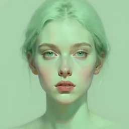 female, light green tone beautiful face, by jeremy mann, by greg rutkowski, by noah bradley, digital painting