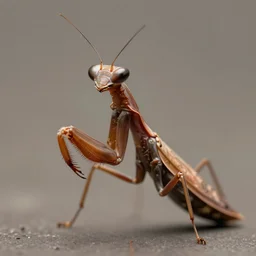 portrait of an insectoid, praying mantis, brown exoskeleton, mantid features, predatory look, flat triangle - shaped head with thin thread - like antennae, compound eyes, concept art, deep focus, fantasy, intricate, highly detailed, digital painting, artstation, matte, sharp focus, illustration, art by artgerm and greg rutkowski and alphonse mucha