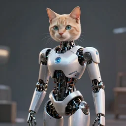 a very highly detailed concept art of a beautiful cat robot, trending artstation, octane render, cinematic lightning, 8k,